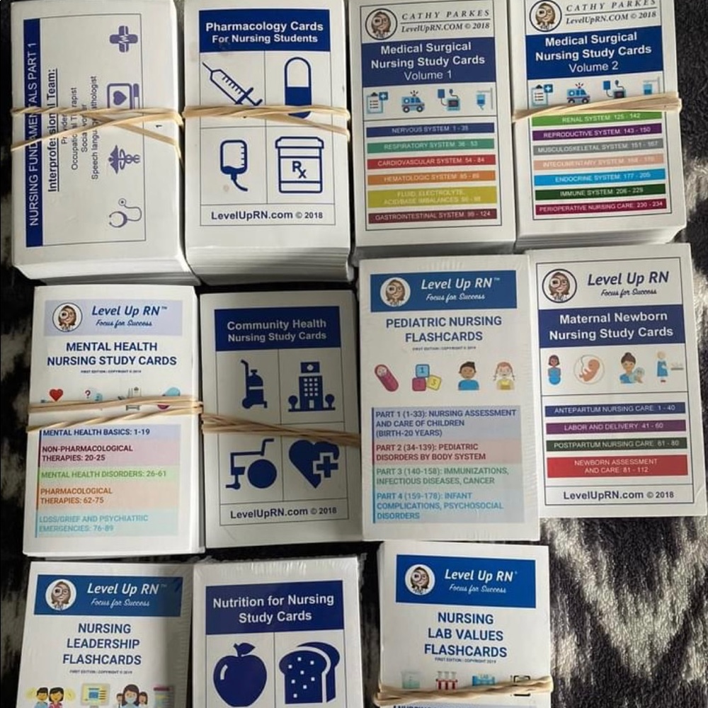 Cathy Parkes flash cards, Nursing school studying